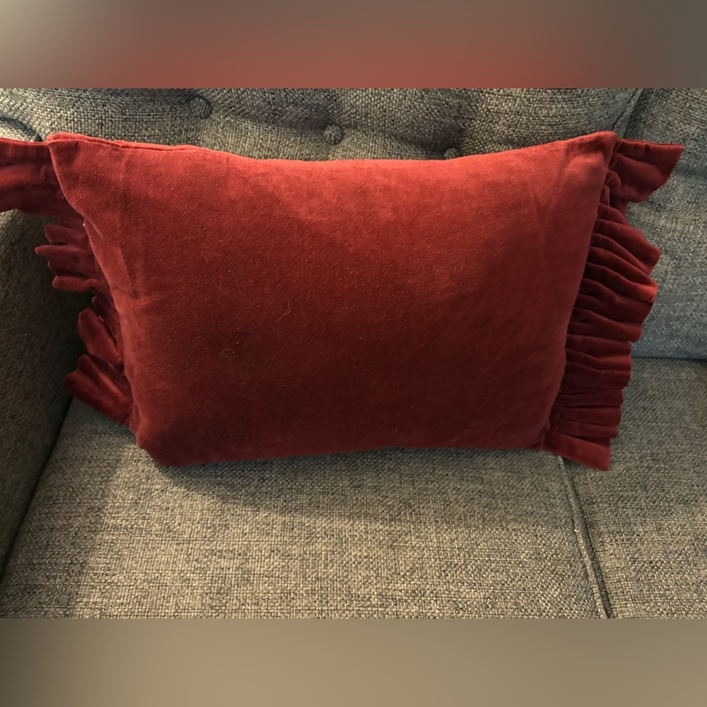New Kirklands Plush Burgundy Pillow with Ruffled Sides
Set of Two